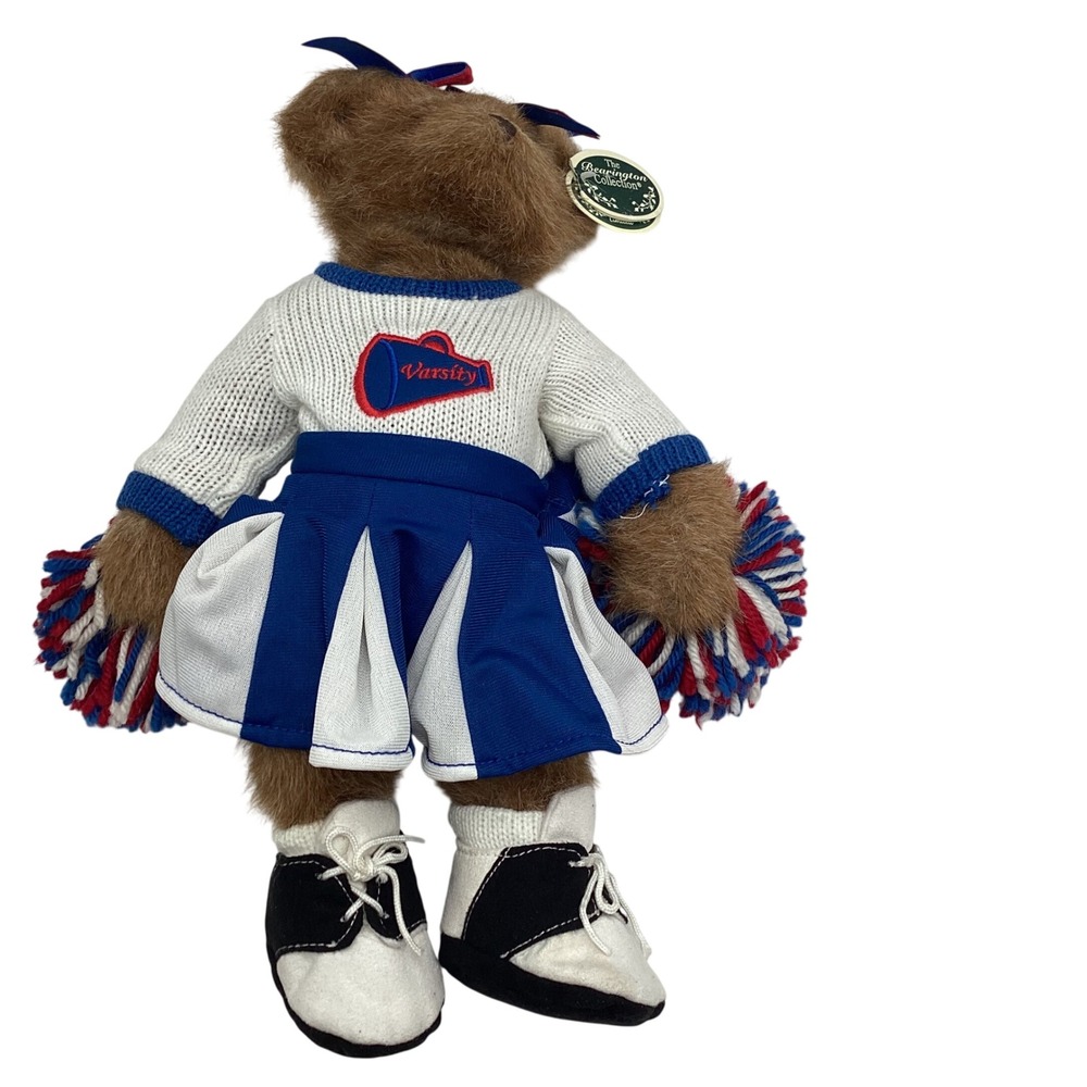 Bearington Collection Varsity Cheerleader Teddy Bear Plush 14 Inch Pom Poms Bows